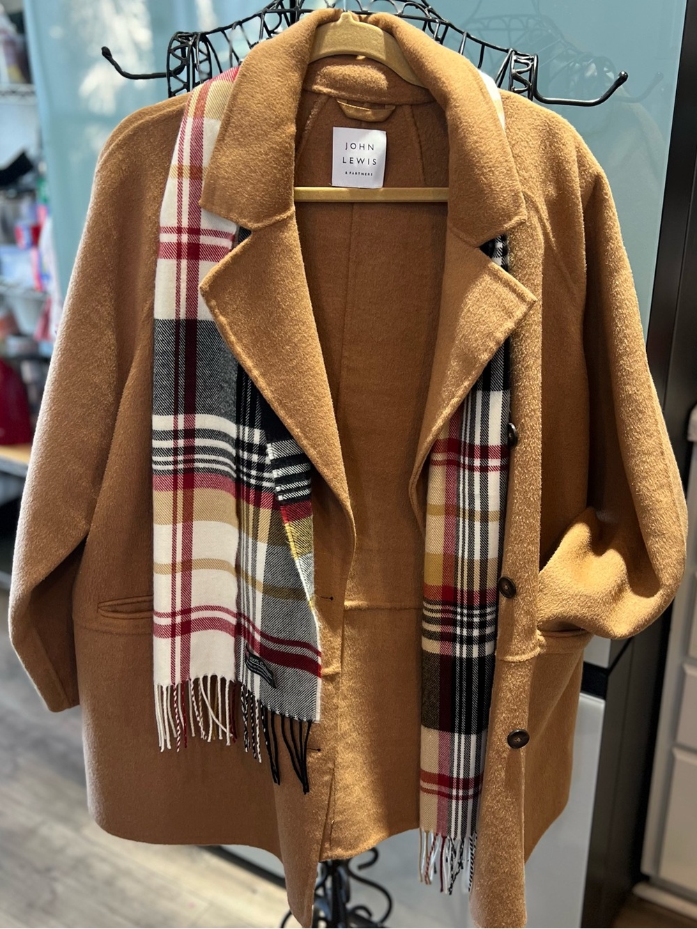 🌟 John Lewis Camel Wool Blend Double-Breasted Coat 🧥
